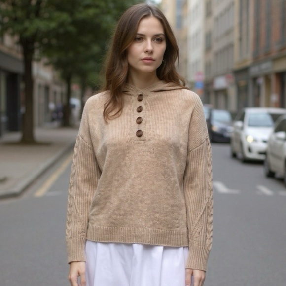 NAADAM Sweaters - Naadam Hooded Wool-Cashmere Blend Pullover Sweater Medium